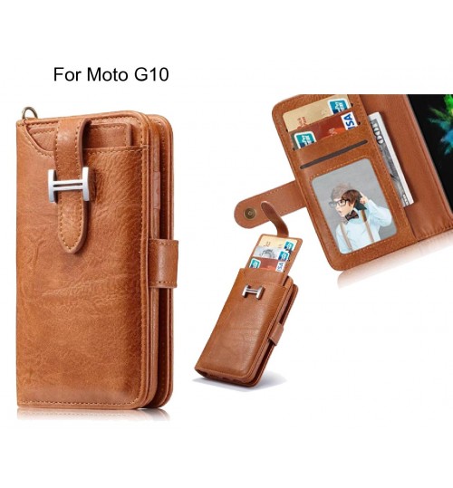 Moto G10 Case Retro Leather Case Multi Cards Cash Pocket - Brown