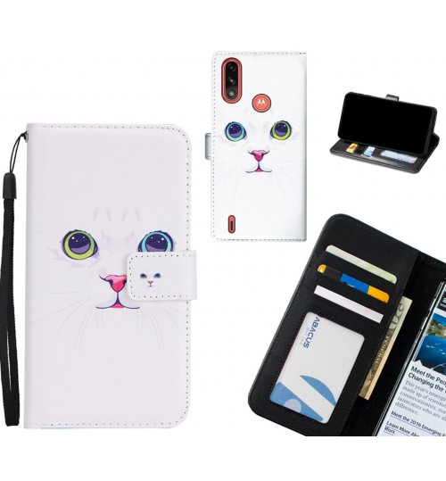 Moto E7 Power case 3 card leather wallet case printed ID