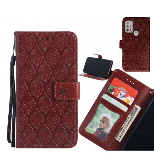 Moto G10 Case Leather Wallet Case embossed sunflower pattern