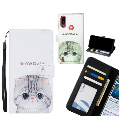 Moto E7 Power case 3 card leather wallet case printed ID