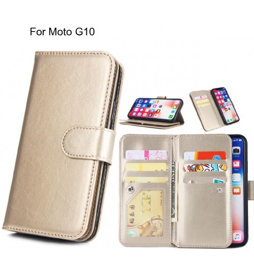 Moto G10 Case triple wallet leather case 9 card slots