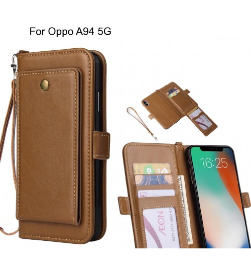 Oppo A94 5g Case Retro Leather Wallet Case - Brown