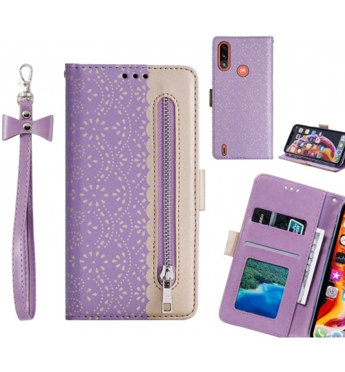 Moto E7 Power Case Multifunctional Wallet Case - Purple