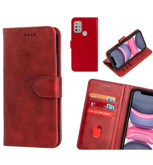 Moto G10 Case Premium Leather Id Wallet Case - Red
