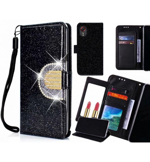 Samsung Galaxy Xcover 5 Case Glaring Wallet Leather Case With Mirror - Black