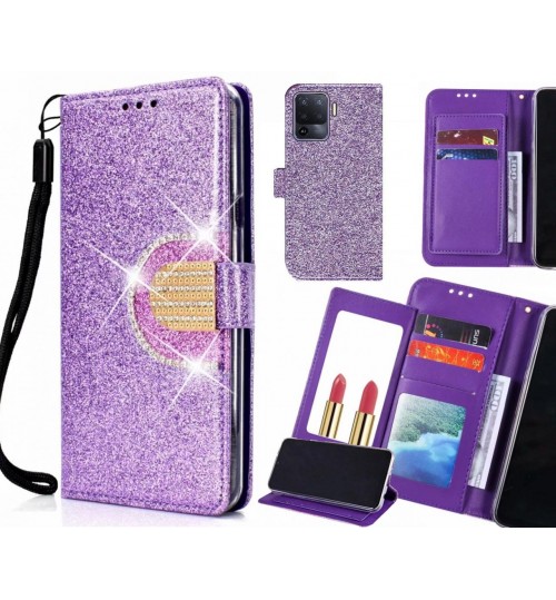 Oppo A94 5G Case Glaring Wallet Leather Case With Mirror