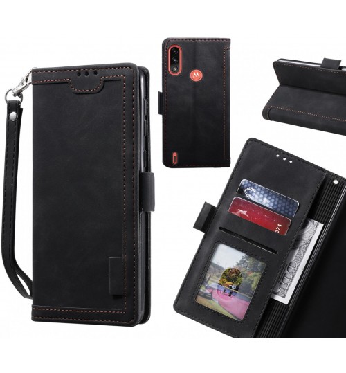 Moto E7 Power Case Wallet Denim Leather Case Cover