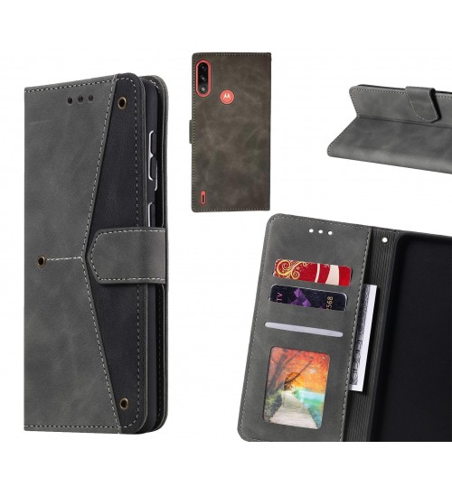 Moto E7 Power Case Wallet Denim Leather Case Cover