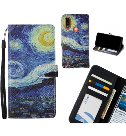 Moto E7 Power case leather wallet case van gogh painting