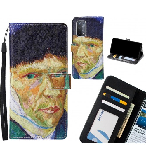Oppo A74 5G case leather wallet case van gogh painting