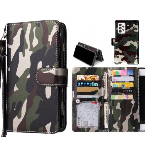 Samsung Galaxy A72 Case Camouflage Wallet Leather Case - Green