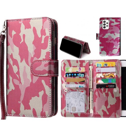 Samsung Galaxy A72 Case Camouflage Wallet Leather Case - Pink