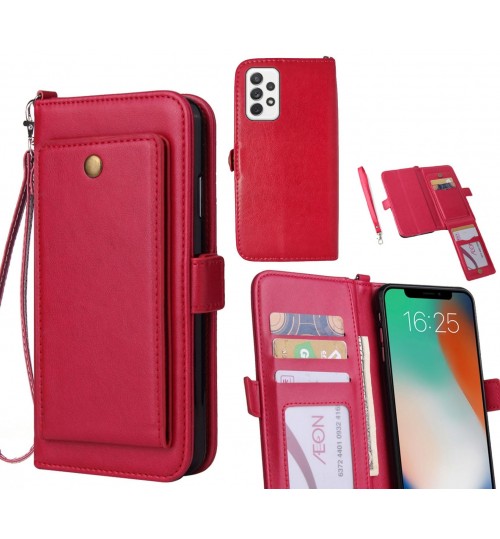 Samsung Galaxy A72 Case Retro Leather Wallet Case - Hot Pink