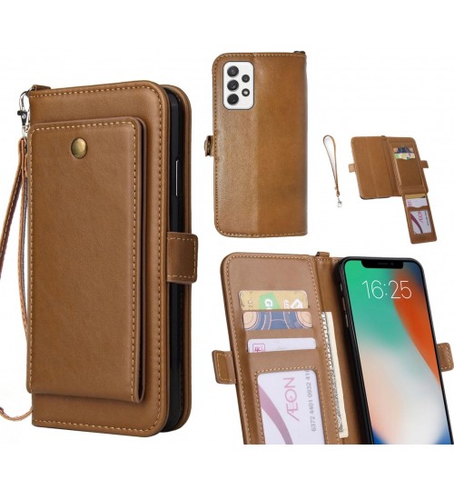 Samsung Galaxy A72 Case Retro Leather Wallet Case - Brown