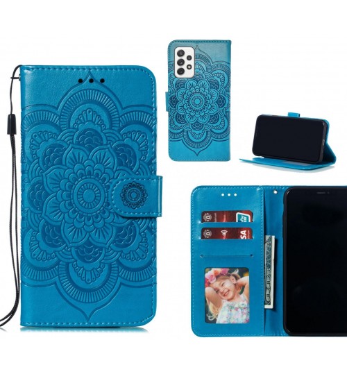 Samsung Galaxy A72 Case Leather Wallet Case Embossed Pattern - Blue