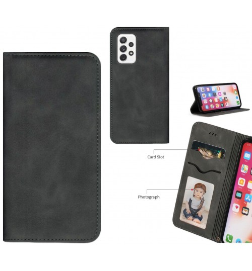 Samsung Galaxy A72 Case Premium Leather Magnetic Wallet Case - Black