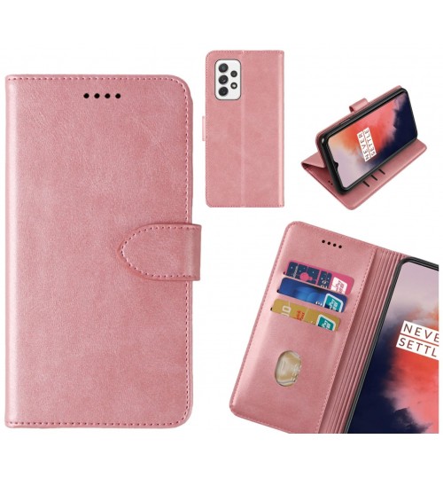 Samsung Galaxy A72 Case Premium Leather Id Wallet Case - Rose Gold