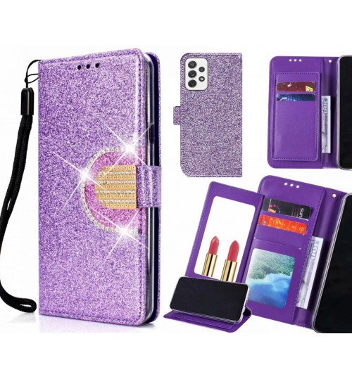 Samsung Galaxy A72 Case Glaring Wallet Leather Case With Mirror