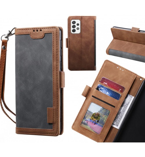 Samsung Galaxy A72 Case Wallet Denim Leather Case Cover - Grey