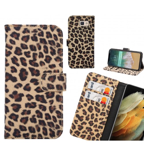 Galaxy J5 Prime Case  Leopard Leather Flip Wallet Case
