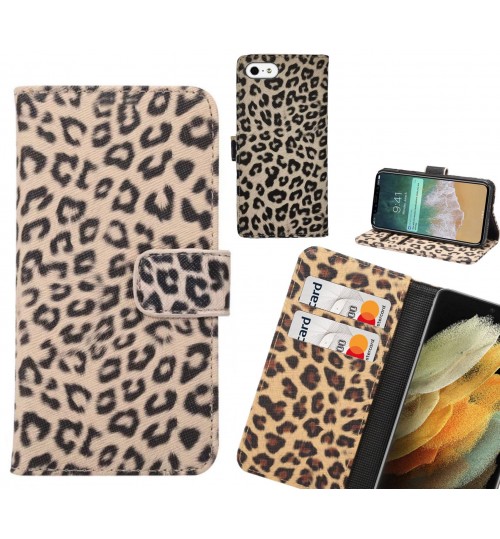 IPHONE 5 Case  Leopard Leather Flip Wallet Case