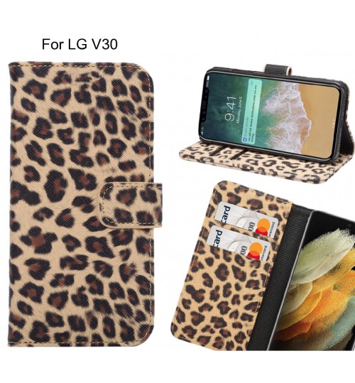 LG V30 Case  Leopard Leather Flip Wallet Case