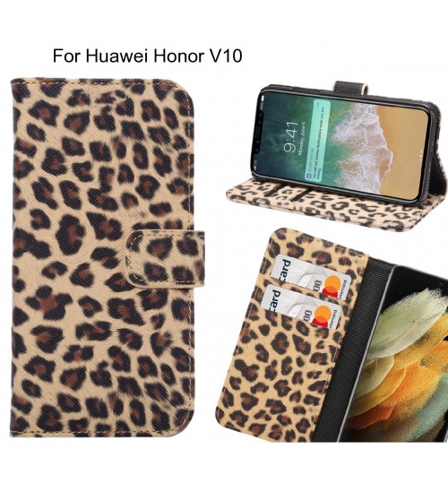 Huawei Honor V10 Case  Leopard Leather Flip Wallet Case
