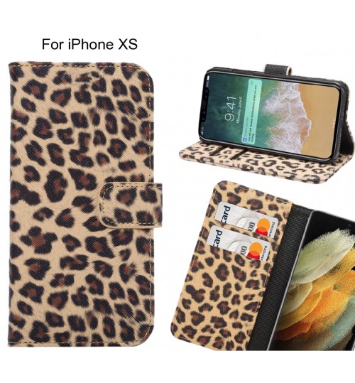 iPhone XS Case  Leopard Leather Flip Wallet Case