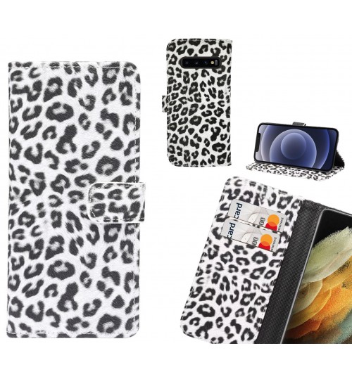 Galaxy S10 PLUS Case  Leopard Leather Flip Wallet Case