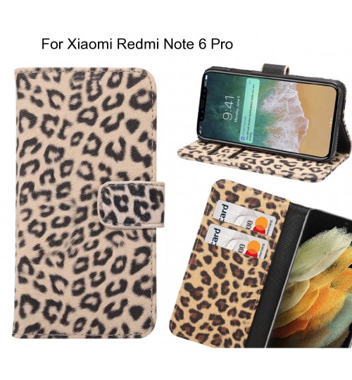 Xiaomi Redmi Note 6 Pro Case  Leopard Leather Flip Wallet Case