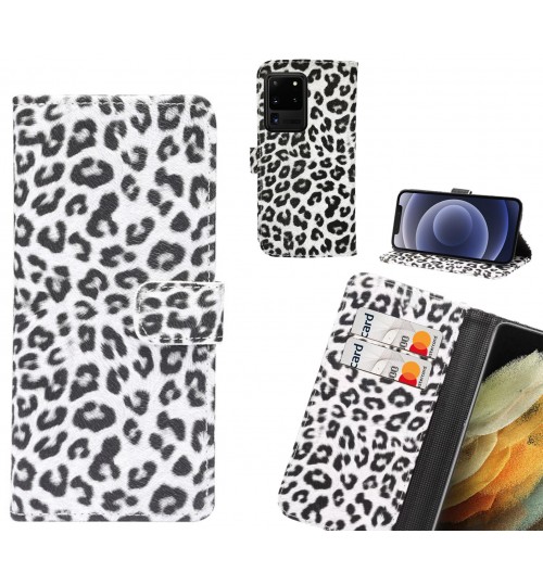 Galaxy S20 Ultra Case  Leopard Leather Flip Wallet Case