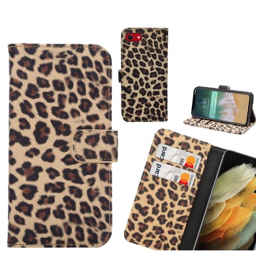 iPhone SE 2020 Case  Leopard Leather Flip Wallet Case