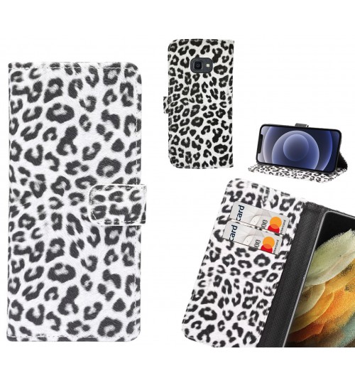 Galaxy Xcover 4S Case  Leopard Leather Flip Wallet Case