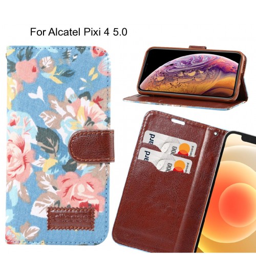 Alcatel Pixi 4 5.0 Case Floral Prints Wallet Case