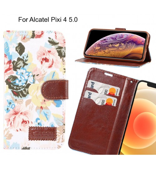 Alcatel Pixi 4 5.0 Case Floral Prints Wallet Case