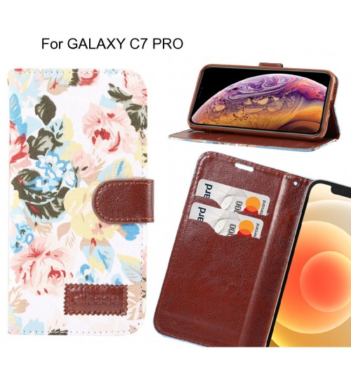 GALAXY C7 PRO Case Floral Prints Wallet Case