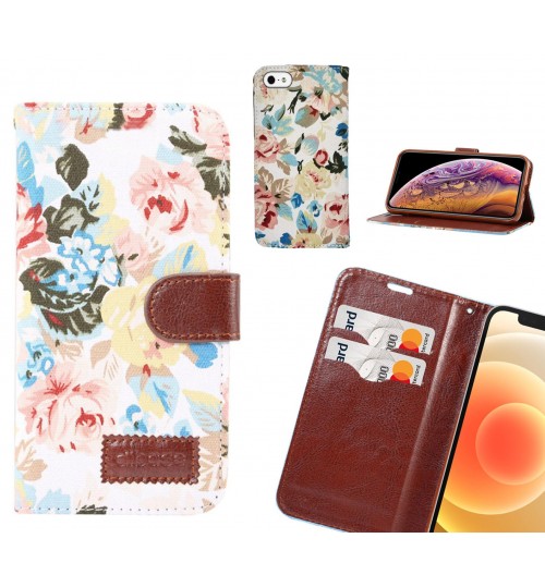 IPHONE 5 Case Floral Prints Wallet Case