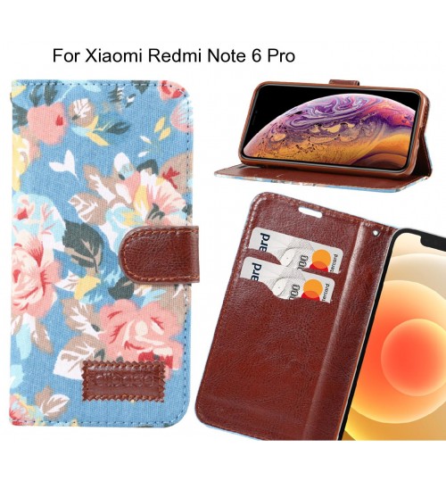 Xiaomi Redmi Note 6 Pro Case Floral Prints Wallet Case