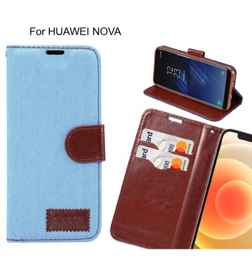 Huawei Nova Case Wallet Case Denim Leather Case - Faded Light Blue