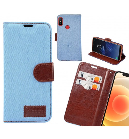 Xiaomi Mi 6x Case Wallet Case Denim Leather Case - Faded Light Blue