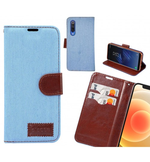 Xiaomi Mi 9 Se Case Wallet Case Denim Leather Case - Faded Light Blue