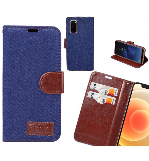Galaxy S20 Case Wallet Case Denim Leather Case - Deep Dark Blue