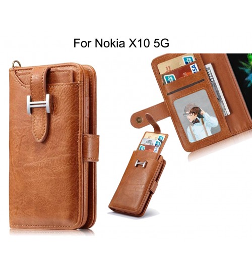 Nokia X10 5g Case Retro Leather Case Multi Cards Cash Pocket - Brown