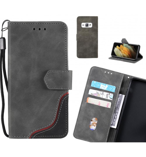 Galaxy J1 2016 Case Wallet Denim Leather Case - Grey