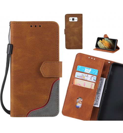 Galaxy J5 Case Wallet Denim Leather Case - Brown