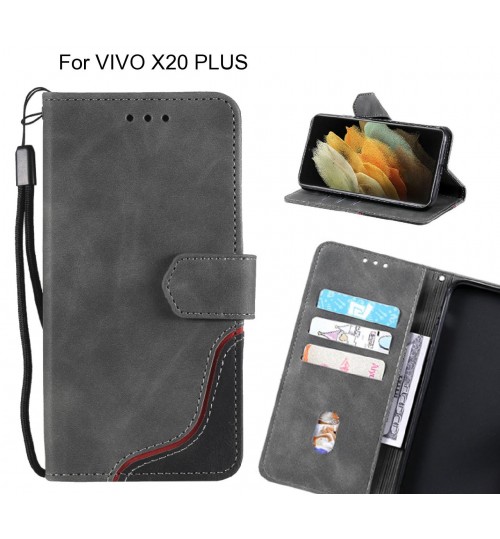 Vivo X20 Plus Case Wallet Denim Leather Case - Grey