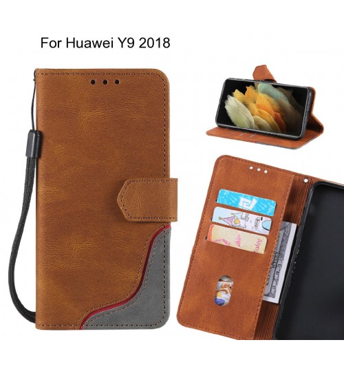 Huawei Y9 2018 Case Wallet Denim Leather Case - Brown