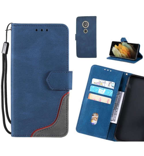 Moto E5 Case Wallet Denim Leather Case - Blue