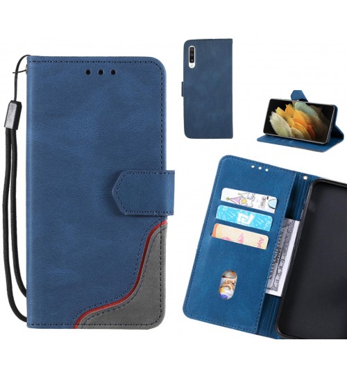 Samsung Galaxy A70 Case Wallet Denim Leather Case - Blue
