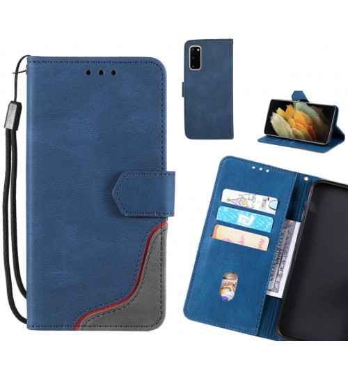 Galaxy S20 Case Wallet Denim Leather Case - Blue